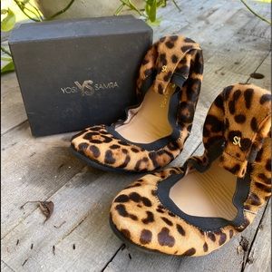 Yosi Samra Leopard Calf hair Foldable Flats size 9